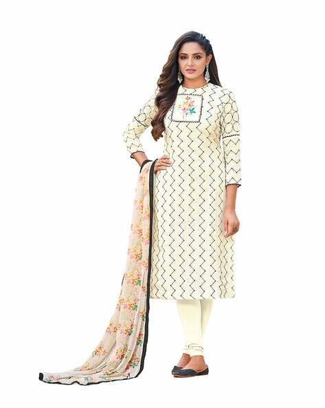 Embroidered Unstitched Dress Material Price in India