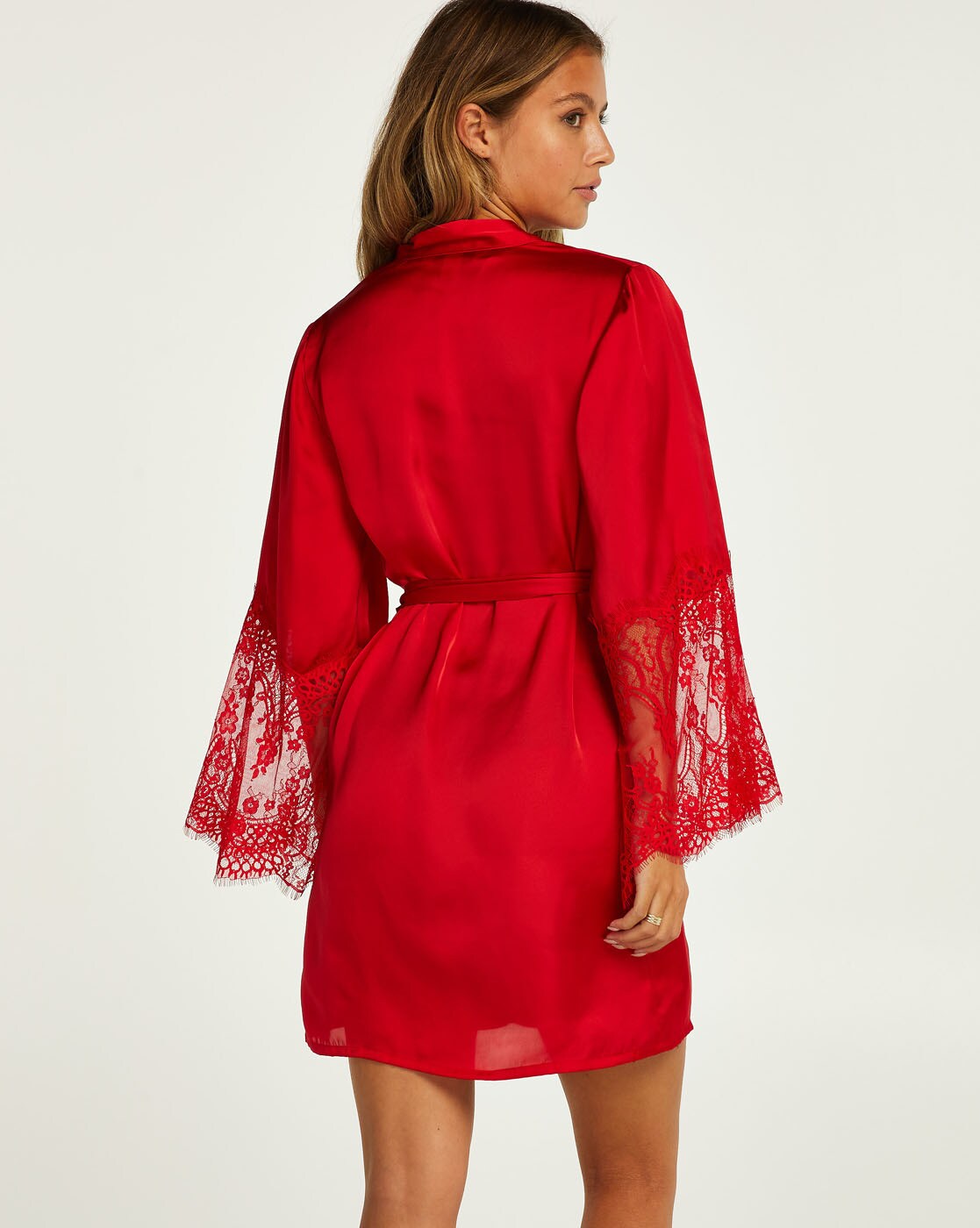Rosie Red Satin and Lace Robe – Playful Promises
