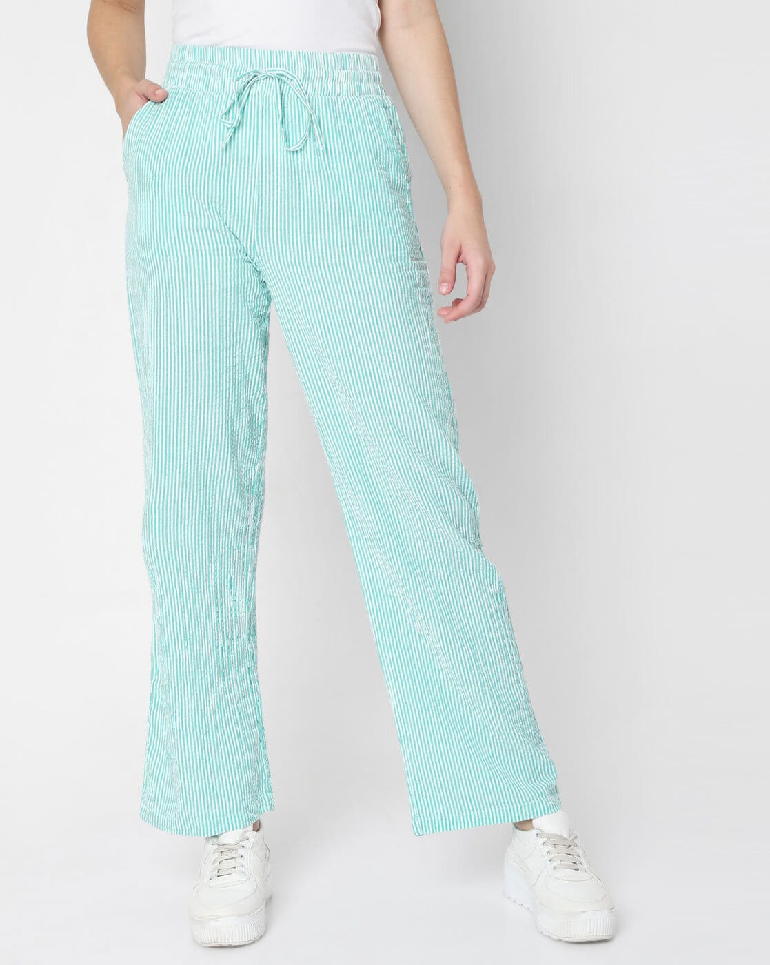 Buy Blue High Rise Striped Pants For Women Online in India  VeroModa