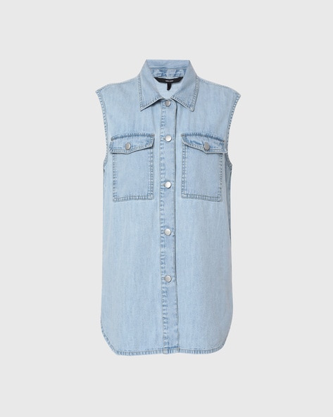 Sleeveless denim shirt dress - Denim blue - Ladies | H&M IN