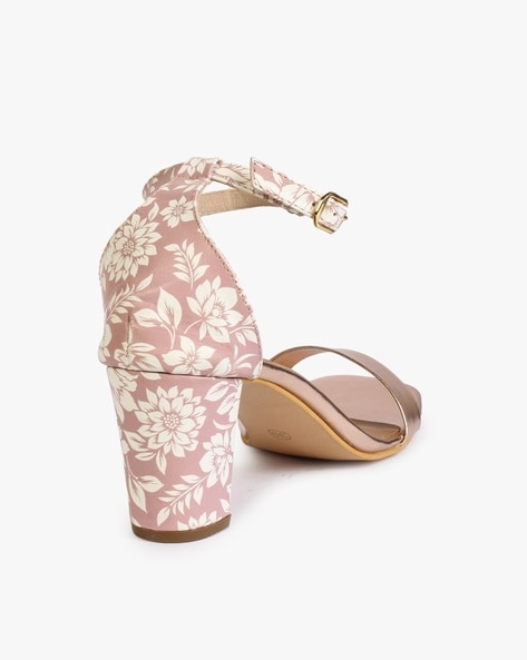 Women's Floral Printed High Heels Retro Pointed Toe Slip - Temu Italy