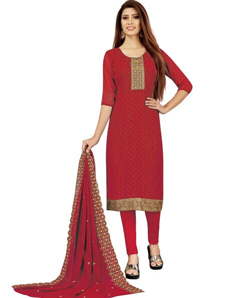 3-Piece Printed Unstitched Dress Material Price in India