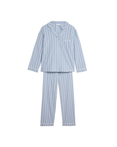 Fleece Striped Pyjama Set Marks & Spencer Women Clothing Loungewear Pajamas 