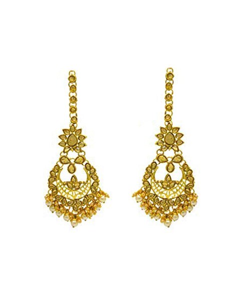 Large Antique Gold and Pearl Wedding Earrings | Style E1913