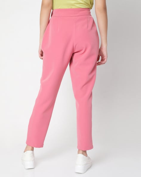 Buy City Fashion Women's Slim Fit Cigarette Trouser (S, Baby Pink) at  Amazon.in