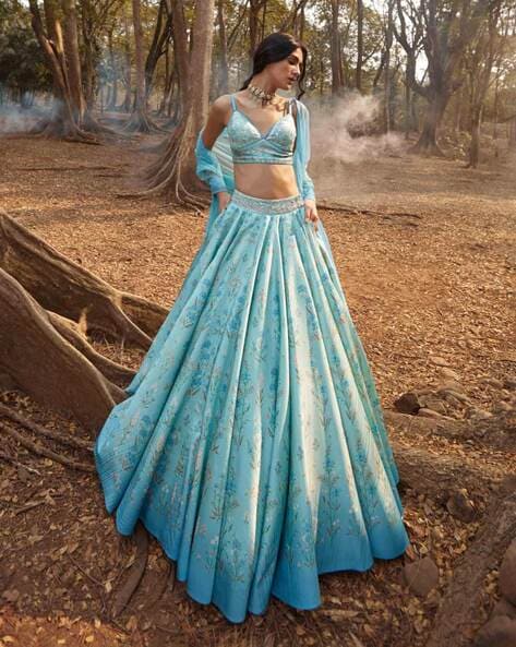 Buy Bridal Flamingo Paradise Lehenga Set - Natural Online from Anita