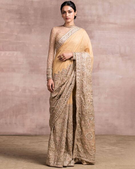 Organza Leheriya Saree with Zardosi Work