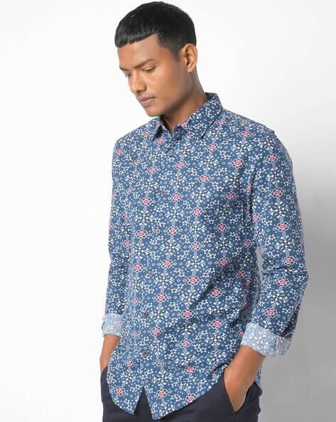 Produkt By Jack & Jones Printed Slim Shirt with Spread Collar