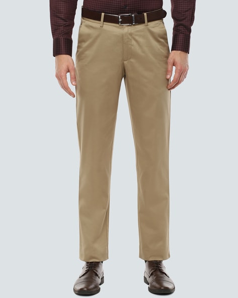 Buy Louis Philippe Beige Trousers at