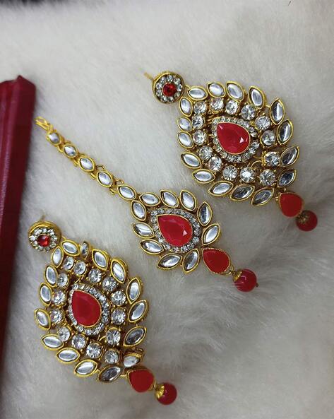 Red Stone Drop Earrings | Buy Stone Earrings Online | Single Stone – Niscka