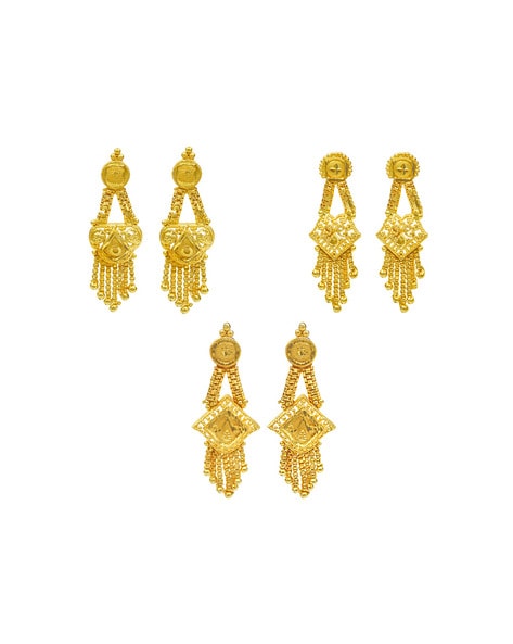Golden katori Lotan Tikka Earrings Set J0515 - muteyaar.com