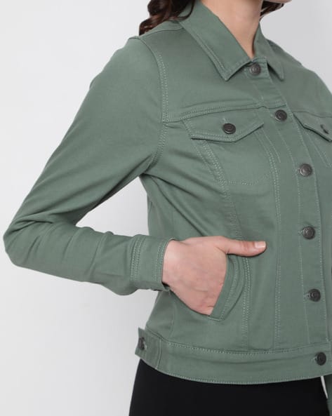 mint button front longline blazer