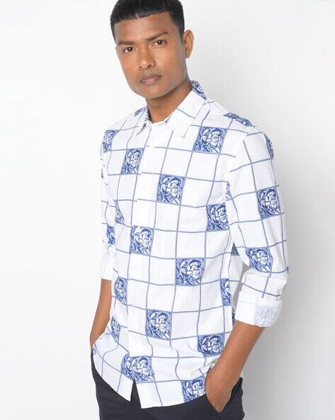 Produkt By Jack & Jones Checked Slim Shirt with Spread Collar