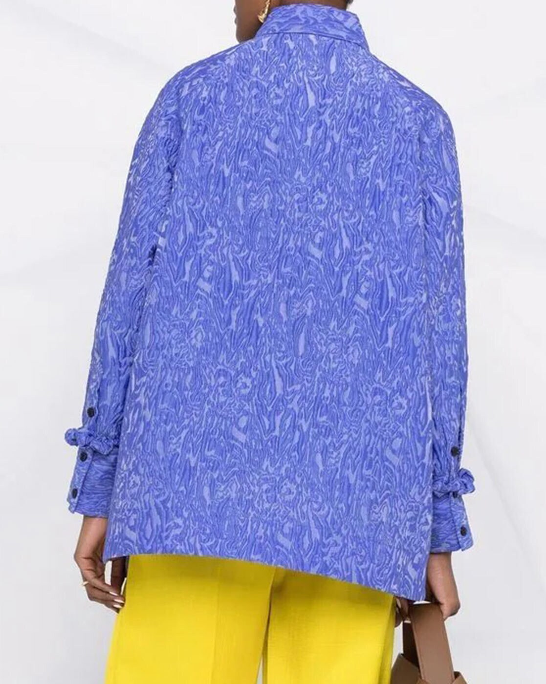 Buy Ganni 3D Jacquard Oversized Shirt | Blue Color Women | AJIO