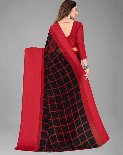 Buy Online Red Sugundi Cotton Saree with Cream and Black Zari Border – Pure  Elegance