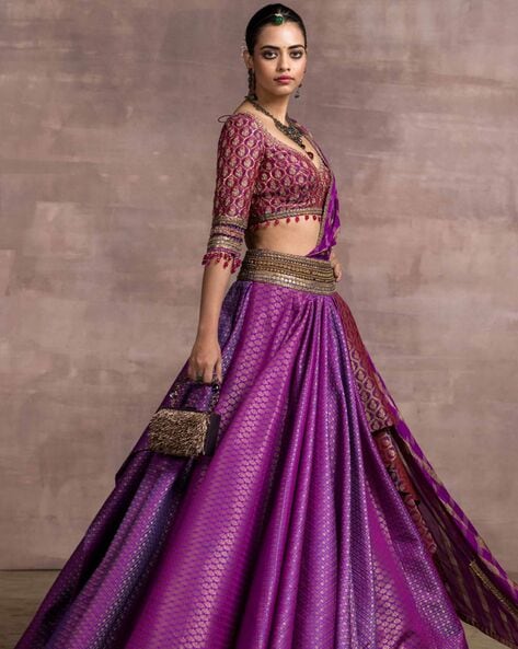 Buy Fabcartz Women Yellow, Pink Self Design Jacquard Lehenga Choli Online  at Best Prices in India - JioMart.