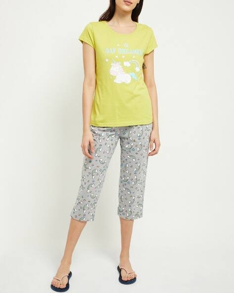 Buy Yellow \u0026 Grey Night\u0026LoungeWearSets 