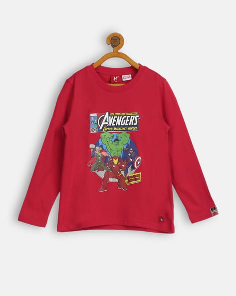 Avengers Print Slim Fit Round-Neck T-shirt - Main Image