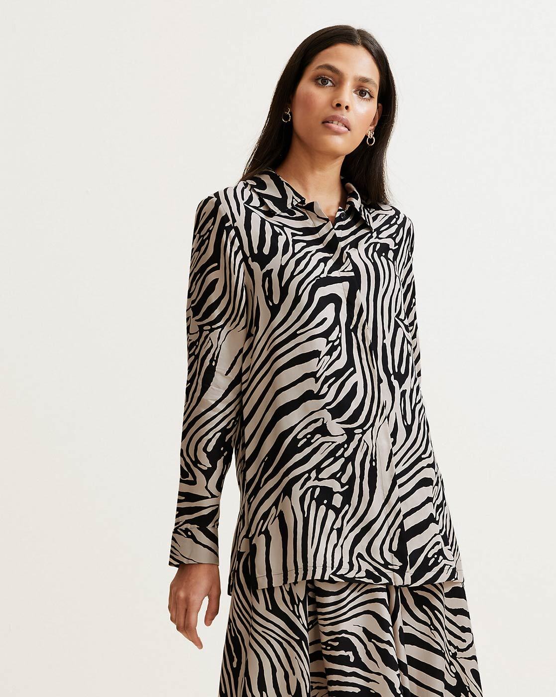 Pure Cotton Animal Print Long Sleeve Hoodie Marks & Spencer Women Clothing Shirts Long sleeved Shirts 