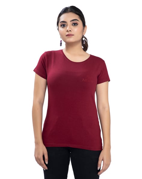 plain maroon t shirt women's