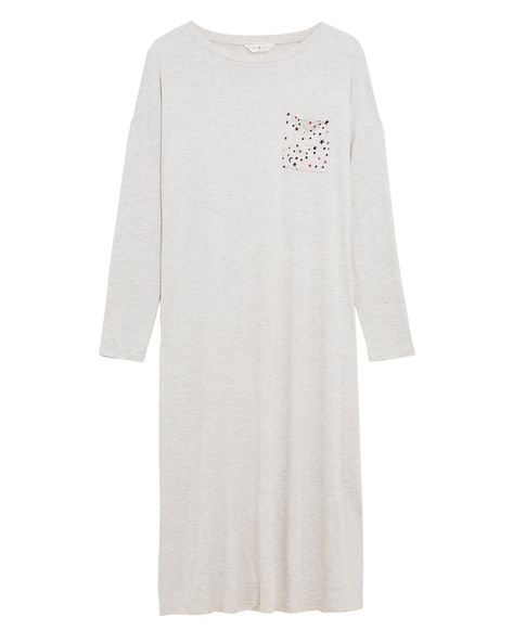 Round Neck Nightie with Patch Pocket