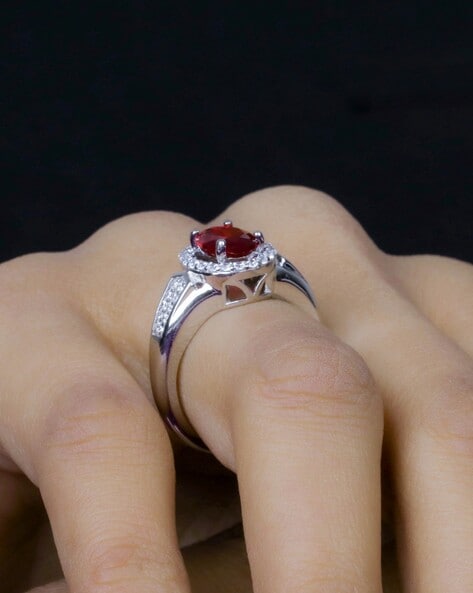 Sterling Silver Ruby Triple Stone Ring – Dandelion Jewelry