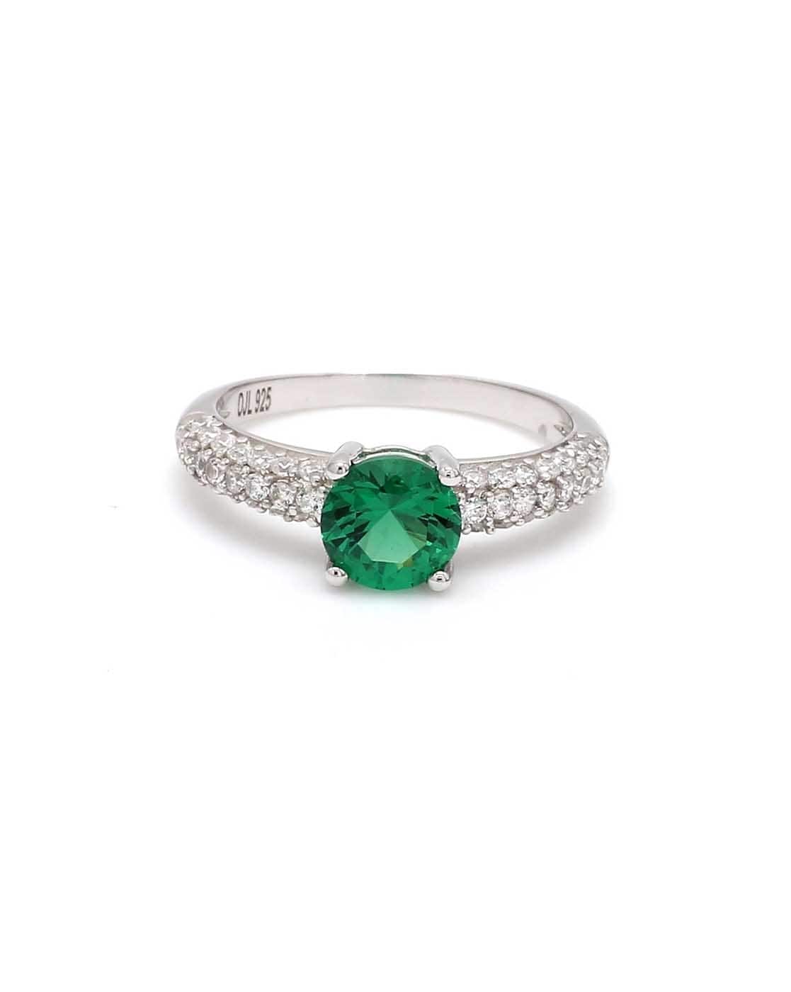 Diamond Ring Green Nug Ring Pure Silver Sparkly Emerald Green Ring