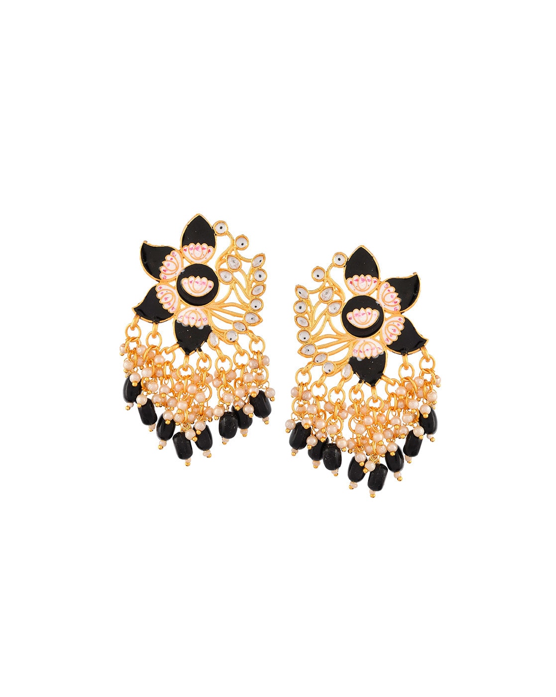 gold black beads earrings designs with weight and price new models earrings  designs - YouTube