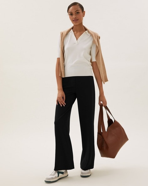 Black Woven Casual Jersey Trousers | Women | George at ASDA