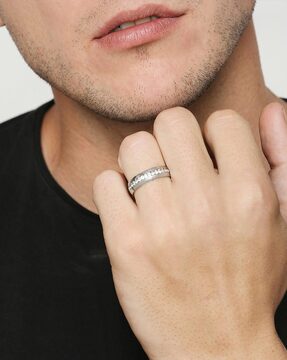 mens stainless steel rings with diamonds