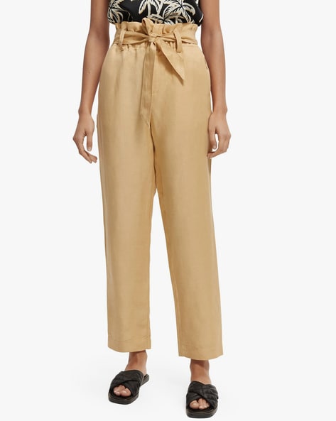 Stradivarius STR paperbag parachute trousers in beige | ASOS