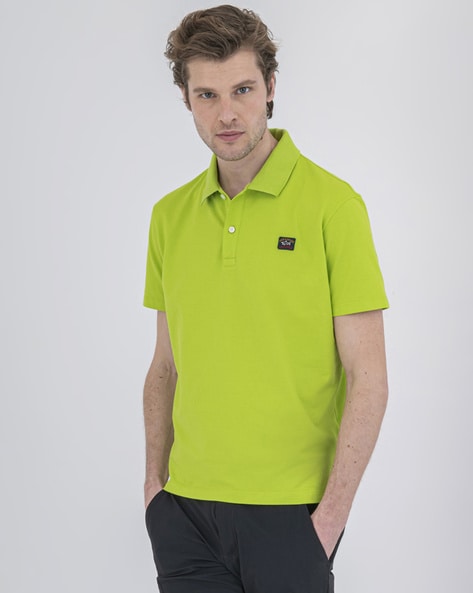 Buy PAUL & SHARK Organic Cotton Polo with Iconic Badge Green Color Men AJIO LUXE