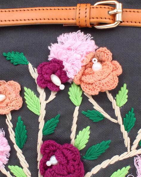 Embroidered Floral Adjustable Bag Strap