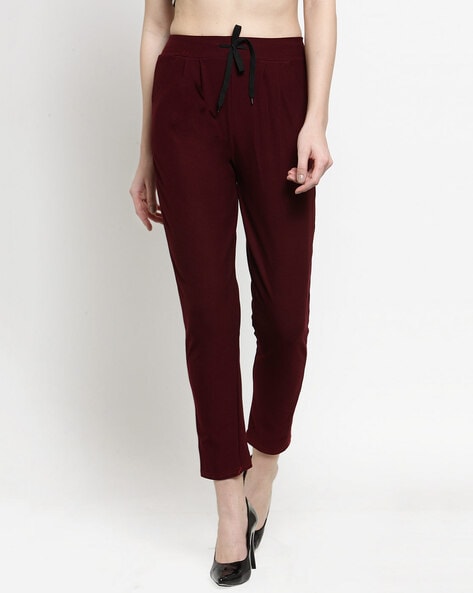 Buy BuyNewTrend Maroon Solid Ribbed Women Trouser Pant Online at Best  Prices in India - JioMart.