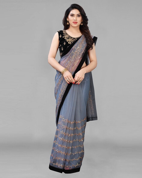 Buy Grey Sarees for Women by ISHA TRADE Online 