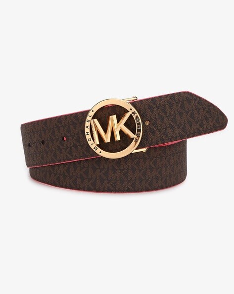 Buy Michael Kors Reversible Leather Belt with Logo Buckle, Pink & Gold  Color Women