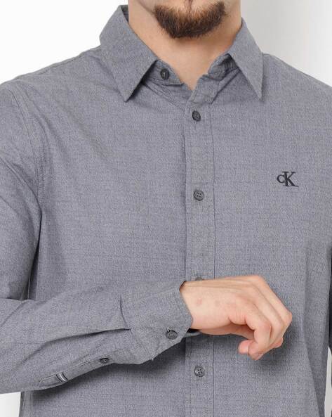 Slim Fit Shirt with Spread Collar