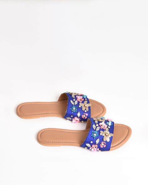 Embroidered Slip-on Sandals