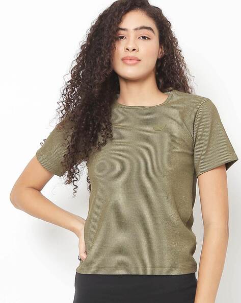 Olive green sales adidas shirt womens