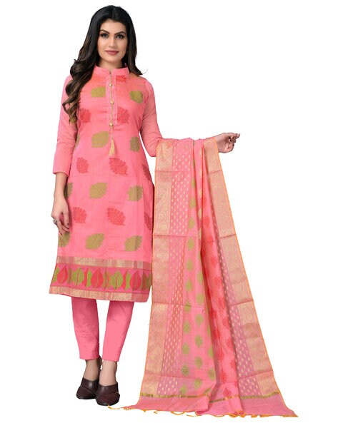 Leaf Print Unstitched Dress Material Price in India