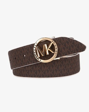 Buy Michael Kors Reversible Leather Belt with Logo Buckle | Tea Rose & Gold  Color Women | AJIO LUXE