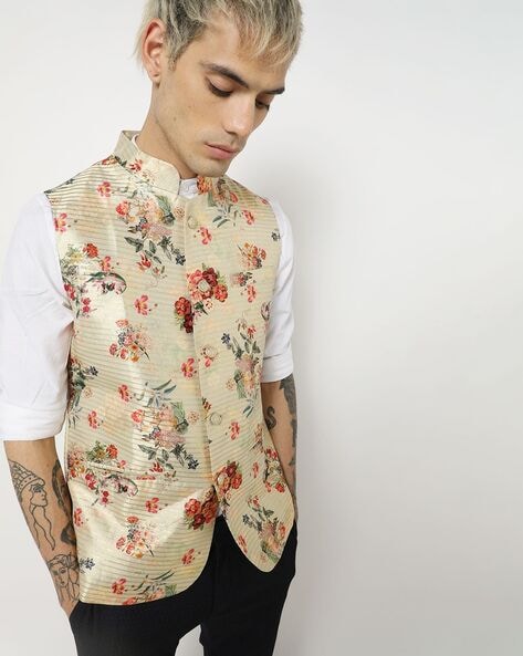 Floral waistcoat for men best sale