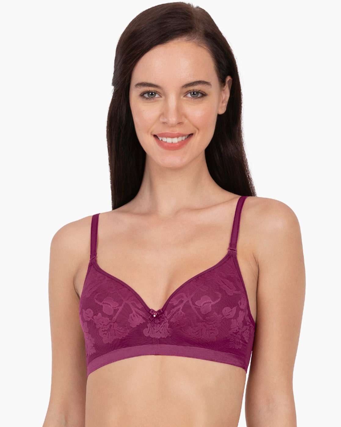 Lightly-Padded Wired Full Coverage Seamless Floral Lace Bra - BRA10301
