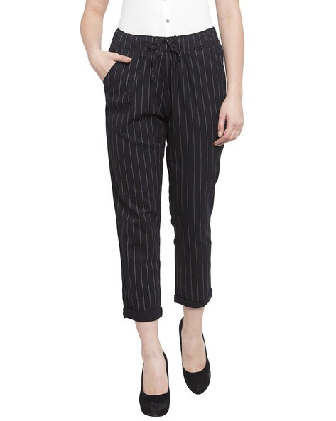 Striped Crop Top & Trousers With Blazer Set for Women - Easy Returns |  Striped crop top, Blazer set, Tops designs