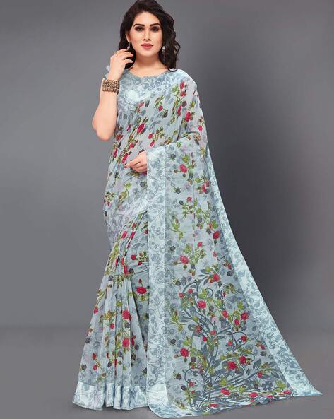 mirchi fashion floral print saree