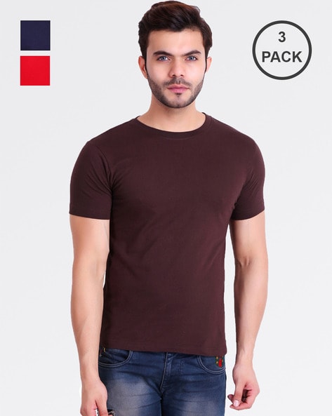 T.T. Round Neck Mens T-Shirt Pack Of 3