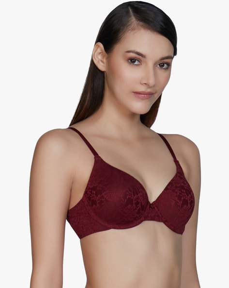 Buy Amante Padded Wired Demi Coverage Push Up Bra - Violet at Rs