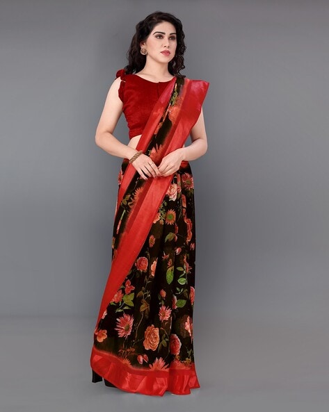 Latest beautiful #black #saree #design || beautiful #black and #red #saree  for party wear🖤🖤🖤 - YouTube