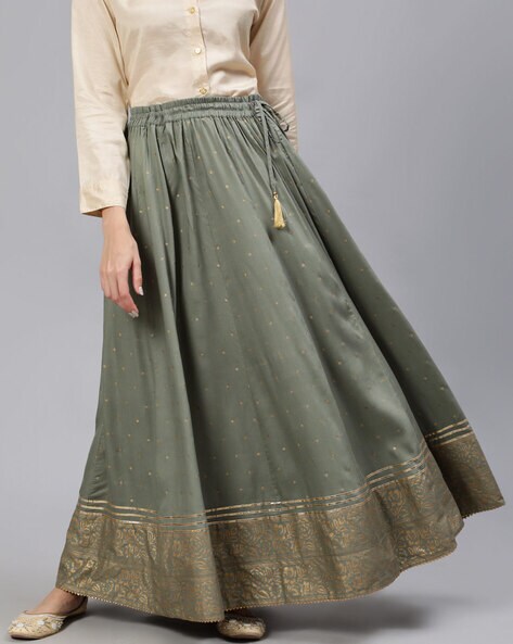 Foil Print Flared Skirt
