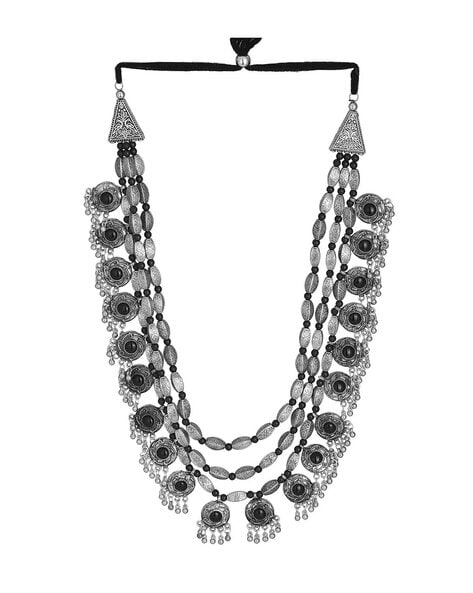 Long stone indian jewelry necklace set oxidized beautiful boho unique  designed jewelry set ethnic traditional jewelry - Vastrabhushan - 4278805